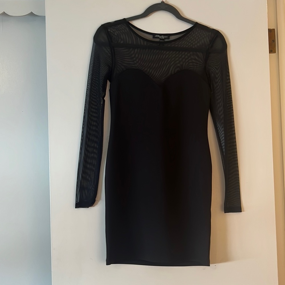 Black Sheer Long Sleeve Dress Size M
